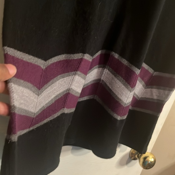 Sandra Darren Womens Black 3/4 Sleeves Striped Knit Fit & Flare Sweater Dress LP - Picture 4 of 5